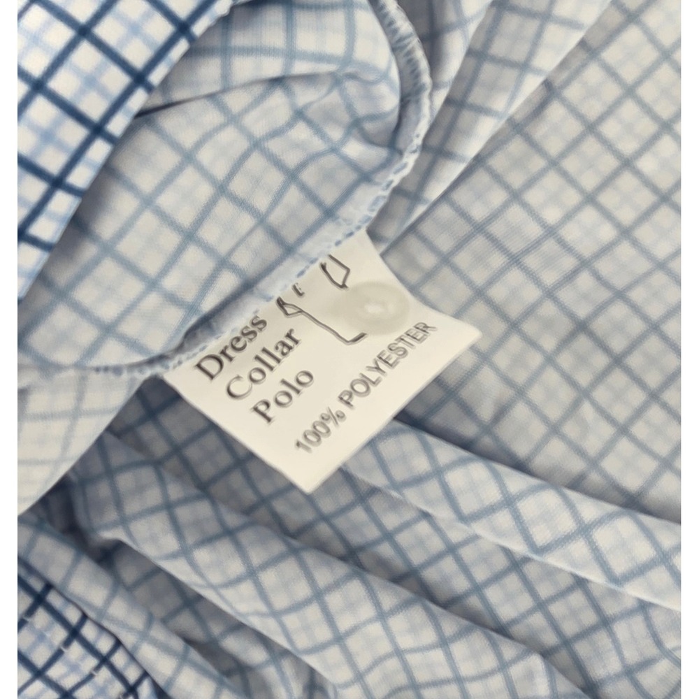 NWOT Collars & Co Dress Collar Polo Blue White Checkered Button Down Size Small - Picture 4 of 7
